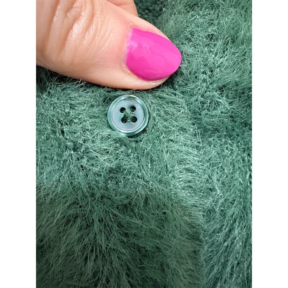 Wild Fable Cardigan Sweater Womens XL Forest Green Fuzzy Button Front - Picture 5 of 9